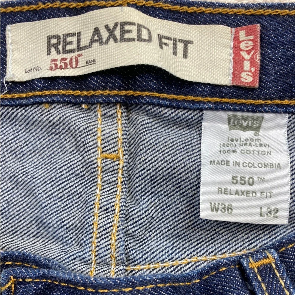 Levis 550 Relaxed Fit Jeans Mens 36x32 Dark Wash Blue Denim 100% Cotton #94Q